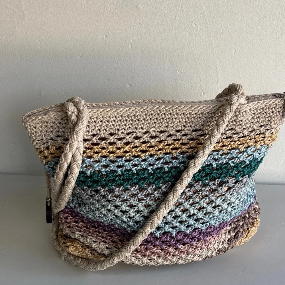 The Sak crochet bag tote and wristlet Combo set